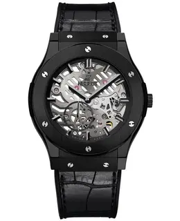 Hublot Classic Fusion Automatic Skelton Dial Black Leather Strap Men's Watch 545.cm.0140.lr