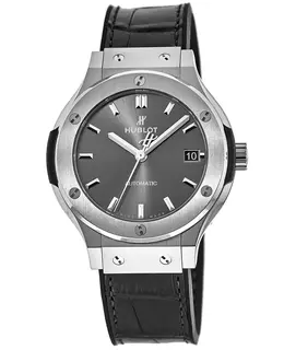 Hublot Classic Fusion Automatic 38mm Grey Dial Titanium Case Leather Strap Unisex Watch 565.nx.7071.lr