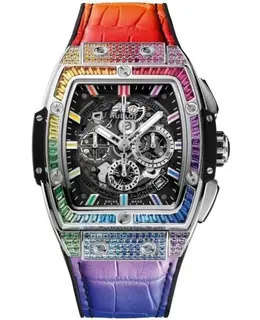 Hublot Spirit of Big Bang Skeleton Dial Rubber and Leather Strap Men's Watch 641.nx.0117.lr.0999