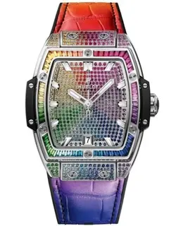 Hublot Spirit of Big Bang Crystal Dial Rubber and Leather Strap Men's Watch 665.nx.9910.lr.0999