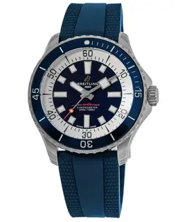 Men's Breitling Superocean Automatic 42 Blue Dial Rubber Strap Watch a17375e71c1s1