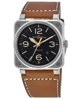 Bell & Ross BR0392-GH-ST/SCA Men's Watch - Steel Case with Brown Leather Strap