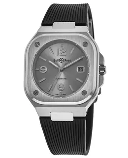 Bell & Ross BR05A-GR-ST/SRB Men's Watch - Steel Grey Dial, Black Rubber Strap