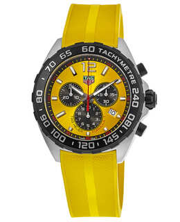 Tag Heuer Formula 1 Quartz Chronograph Yellow Dial Rubber Strap Men's Watch caz101am.ft8054