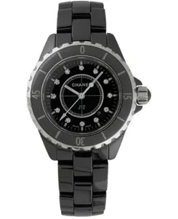 Chanel J12 Classic Diamond Dial Black Ceramic Women's Watch h1625