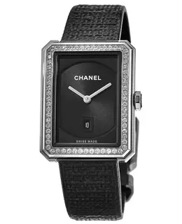 Chanel Boy-Friend Tweed With Diamonds Women's Watch h5318