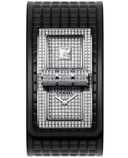Chanel Code Coco Diamond Dial Black Leather Strap Women's Watch h6018