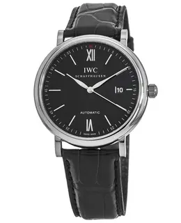 IWC Portofino Automatic IW356502 Men's Watch - Black Dial, Stainless Steel Case