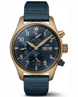 Men's IWC Pilot’s Chronograph Blue Dial Bronze Case Watch IW388109