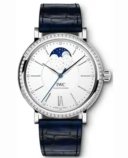 IWC Portofino Automatic Moon Phase 37 Silver Dial Blue Leather Strap Women's Watch IW459008