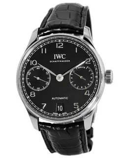 IWC Portugieser Automatic 7 Day Power Reserve - Black Dial with Date and Chronograph Sub-Dials for Men