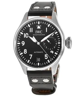 Authentic IWC Big Pilot's Black Dial Black Leather Strap Men's Watch IW501001
