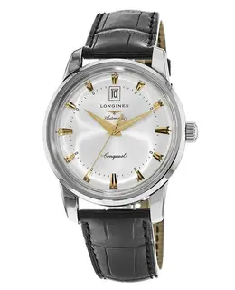 Longines Conquest Heritage Men's Watch L1.645.4.75.4 - Automatic Movement, Black Crocodile Leather Strap