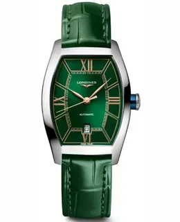 Longines Evidenza L2.142.4.06-2 Women's Automatic Green Dial Watch with Leather Strap