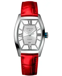 Longines Evidenza Automatic Silver Dial Women's Watch with Red Alligator Strap L2.142.4.76.2