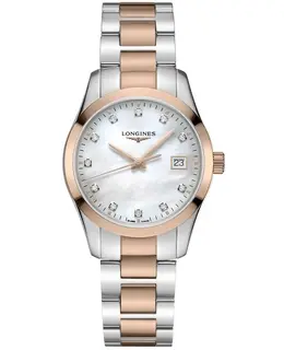 Longines Conquest Classic Mother of Pearl Dial Diamond Two Toned Stainless Steel Women's Watch l2.386.3.87.7