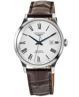 Longines Record White Dial Brown Leather Strap Men's Watch l2.821.4.11.2