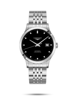 Longines Record Black Diamond Dial Stainless Steel Men's Watch l2.821.4.57.6