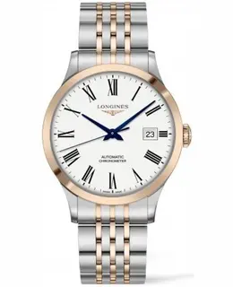 Longines Record White Dial Stainless Steel and Rose Gold Men's Watch l2.821.5.11.7