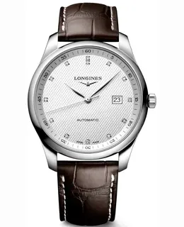 Longines Master Collection Automatic 42mm Silver Diamond Dial Leather Strap Men's Watch l2.893.4.77.3