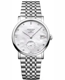 Longines Elegant Collection Automatic Mother of Pearl Diamond Dial Steel Women's Watch l4.312.4.87.6