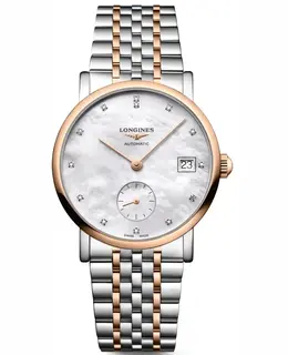 Longines Elegant Collection Automatic Mother of Pearl Diamond Dial Steel and Rose Gold Women's Watch l4.312.5.87.7