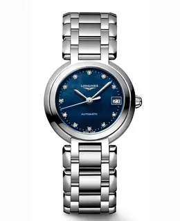 Longines Primaluna Automatic L8.111.4.98.6 - Women's Watch with Blue Mother of Pearl Dial and Diamond Markers