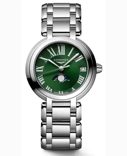 Longines Primaluna Quartz 30mm Green Dial Steel Women's Watch L8.115.461.6
