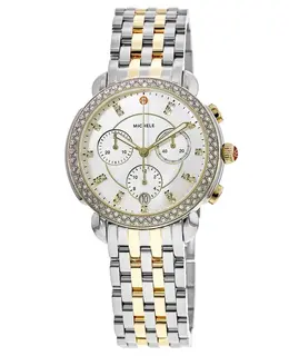 Michele Sidney Diamond Two Tone Mother of Pearl Dial Watch - Model MWW30A000005