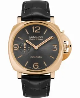 Panerai Luminor Due 3 Days 18kt Rose Gold Automatic Leather Strap Men's Watch pam00675