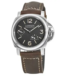 Panerai Luminor 8 Days Power Reserve 44mm Black Dial Leather Strap Men's Watch pam00795