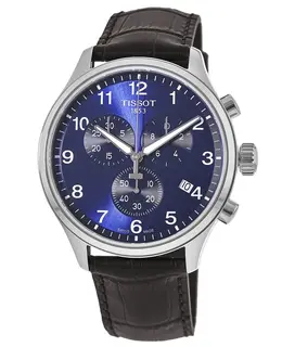 Tissot Chrono XL Classic Men's Watch Blue Dial Brown Leather Strap