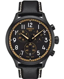 Tissot Men's Chrono XL Vintage Black Dial Quartz Watch with Leather Strap, Model T116.617.36.052.02