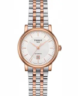 Tissot Carson Women's Automatic Watch with Silver Dial and Rose Gold Accents - Model t122.207.22.031.01