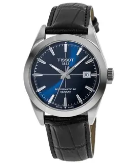 Tissot Gentleman Automatic Blue Dial Leather Strap Watch Model T12740716041 - Men's Luxury Chronograph