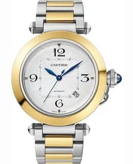 W2PA0009: Cartier Pasha De Cartier Silver Dial Yellow Gold and Steel Men's Watch