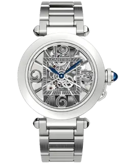 New Arrival: Cartier Pasha De Cartier Men's Skeleton Dial Steel Watch, Article WHPA0007