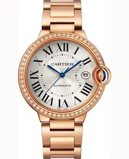 WJBB0057 Cartier Ballon Bleu de Cartier Women's Watch 18K Rose Gold Case Silver Dial Diamond Bezel