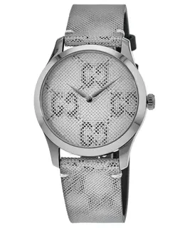 Gucci G-Timeless GG Motif Hologram Leather Strap Women's Watch ya1264058