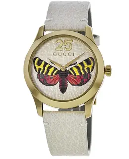 Gucci G-Timeless Butterfly Dial Leather Strap Women's Watch ya1264062