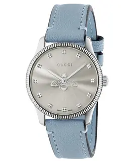 Gucci G-Timeless Silver Dial Leather Women's Watch ya1265039