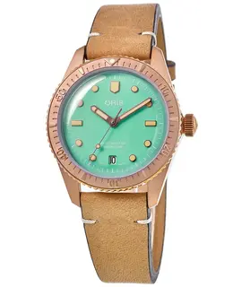 Oris Divers Sixty-Five Green Dial Leather Strap Unisex Watch 01-733-7771-3157-075-19-04BR