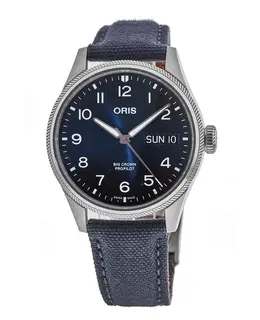 Oris Big Crown ProPilot Day Date Men's Watch - Blue Dial Grey Leather Strap
