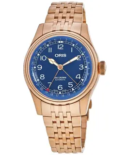 New Authentic Oris 017547741-3164-0782001 Men's Bronze Watch with Blue Dial and Date Function