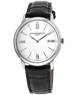 Baume & Mercier Classima Quartz White Dial Black Leather Strap Men's Watch 10414