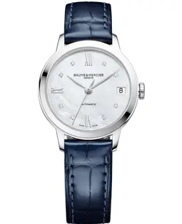 Baume & Mercier Classima Automatic Mother of Pearl Diamond Dial Leather Strap Women's Watch 10545
