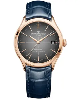 Baume & Mercier Clifton Automatic Grey Dial Rose Gold Leather Strap Men's Watch 10584 m0a10584