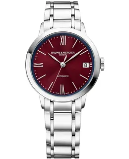 Baume & Mercier Classima Automatic Burgundy Dial Steel Women's Watch 10691