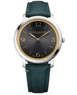Baume & Mercier Classima Quartz Grey Dial Fabric Strap Men's Watch 10704