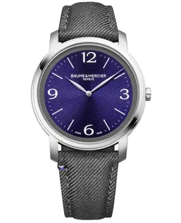 Baume & Mercier Classima Quartz Purple Dial Fabric Strap Men's Watch 10706